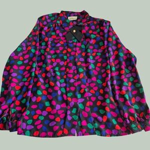 Vintage Impressions of California Multi Color Abstract Print Blouse Shoulder Pad